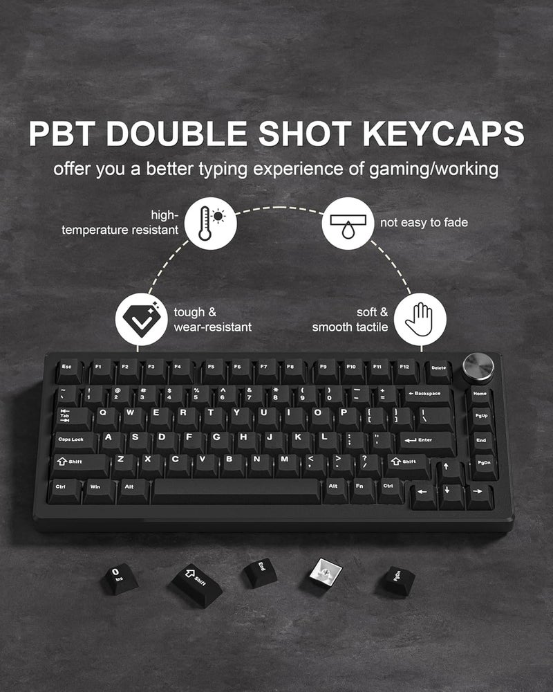 COSTOM Womier Double Shot PBT Keycaps Set 138 Keys, Cherry Profile Custom Keycaps 60 65 75 100 Percent for 61/64/68/84/87/100/104/108 Retro Gaming Mechanical Keyboard, Black - Image 4